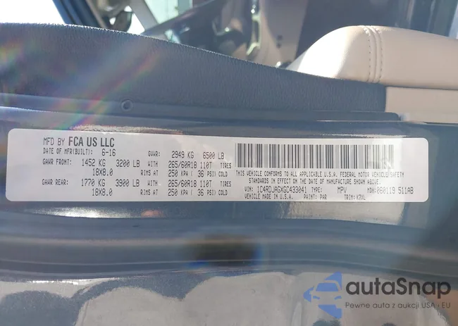 1C4RDJAGXGC433041: 43415612