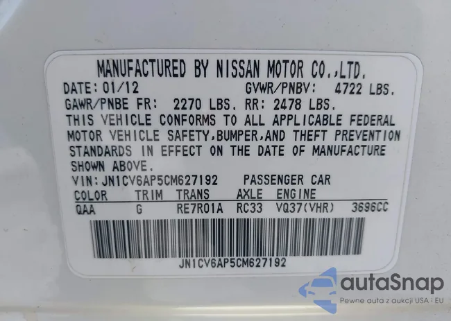 JN1CV6AP5CM627192: 43415709