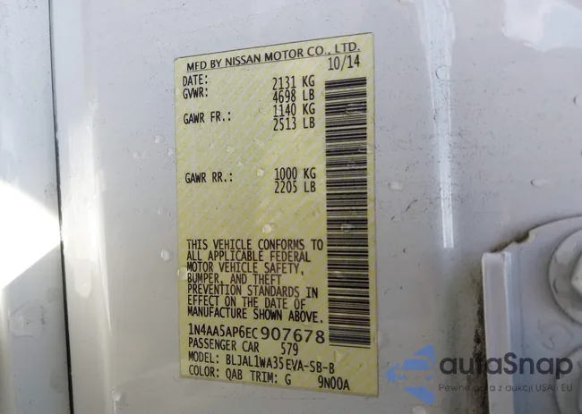 1N4AA5AP6EC907678: 43415749