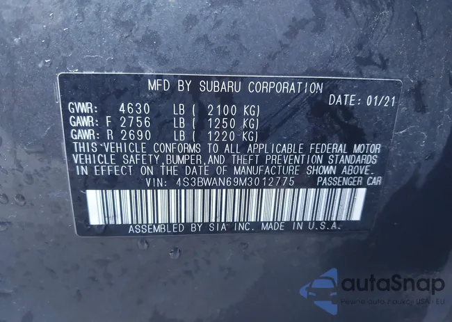 4S3BWAN69M3012775: 43415768