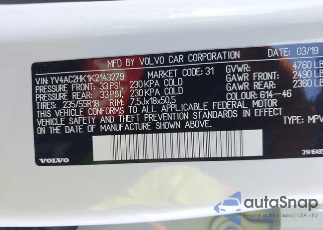 YV4AC2HK1K2143279: 43415836