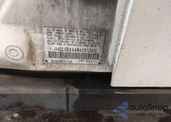 1HGCG5644WA251849: 43415856