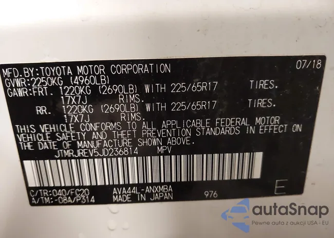 JTMRJREV5JD236814: 43415899