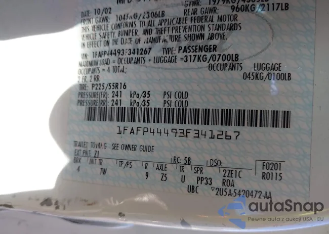 1FAFP44493F341267: 43415986