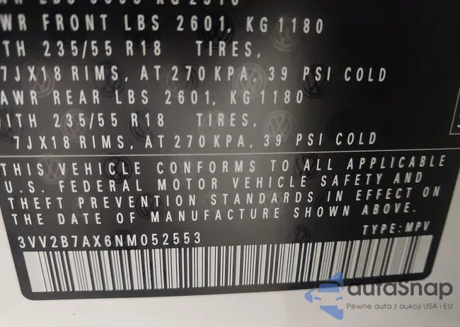 3VV2B7AX6NM052553: 43416051