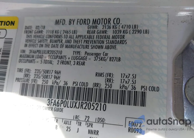 3FA6P0LUXJR205210: 43416169