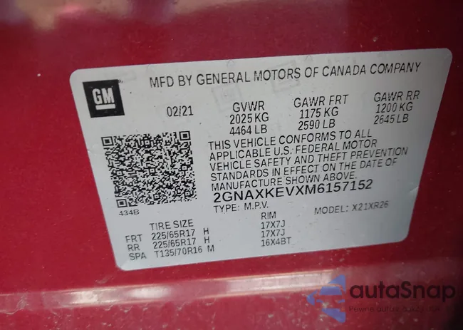 2GNAXKEVXM6157152: 43415183