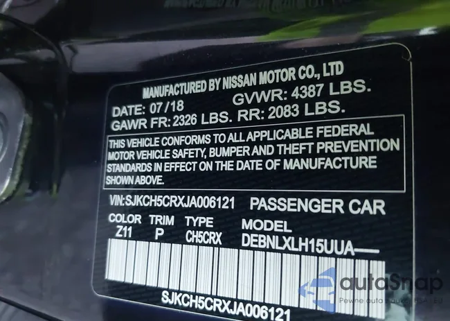 SJKCH5CRXJA006121: 43415226