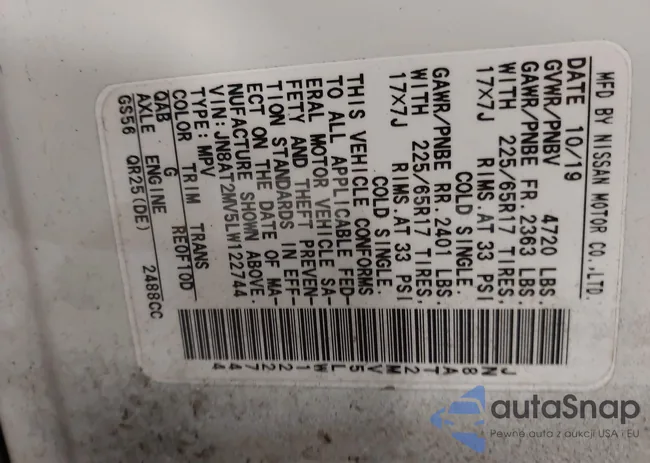 JN8AT2MV5LW122744: 43415247