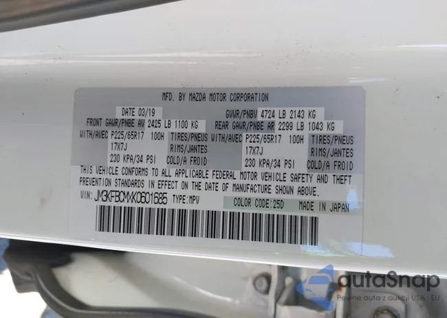 JM3KFBCMXK0601685: 43415452