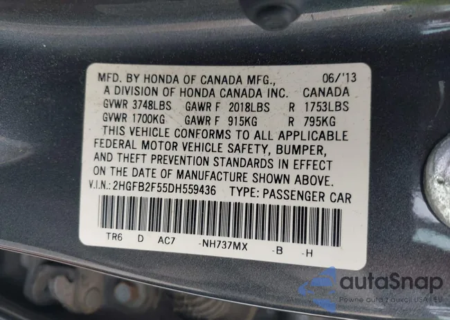 2HGFB2F55DH559436: 43415474