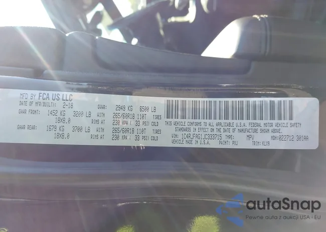 1C4RJFAG1JC333715: 43416699