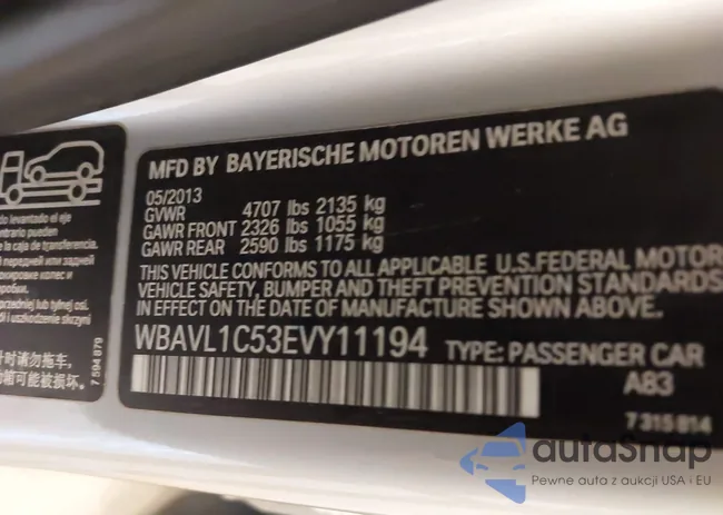 WBAVL1C53EVY11194: 43416741