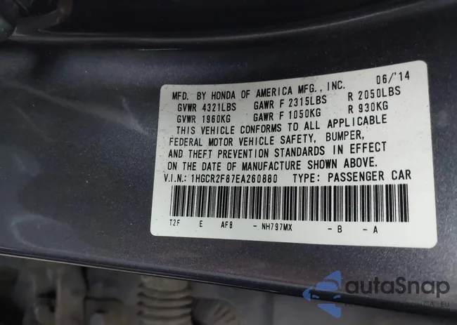 1HGCR2F87EA260880: 43417095