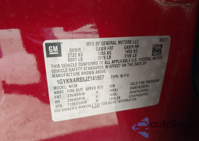 1GYKNARS5JZ141867: 43417119