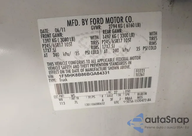 1FMHK8B86BGA84331: 43417128