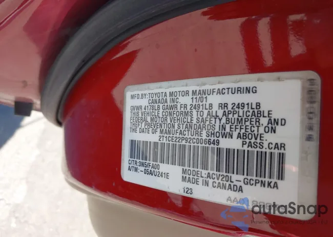 2T1CE22P92C006649: 43416208