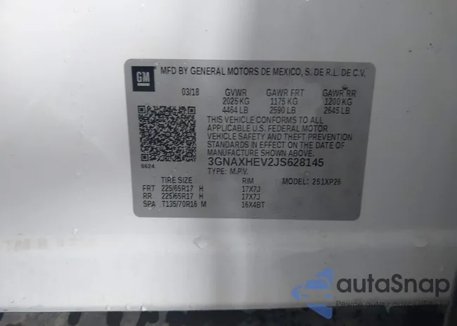 3GNAXHEV2JS628145: 43416274