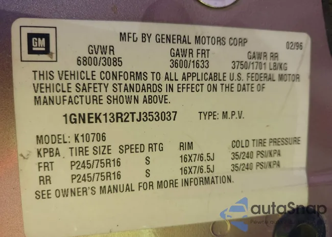 1GNEK13R2TJ353037: 43416338