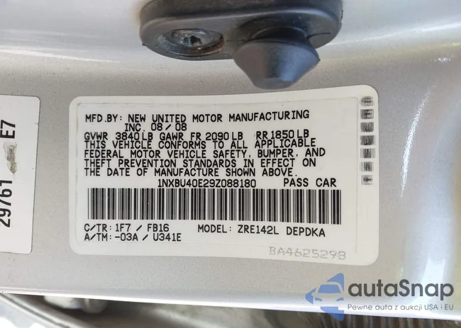 1NXBU40E29Z088180: 43416362