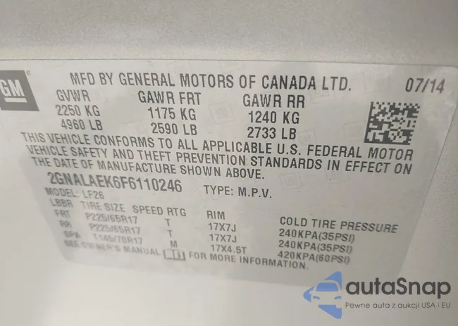 2GNALAEK6F6110246: 43416385