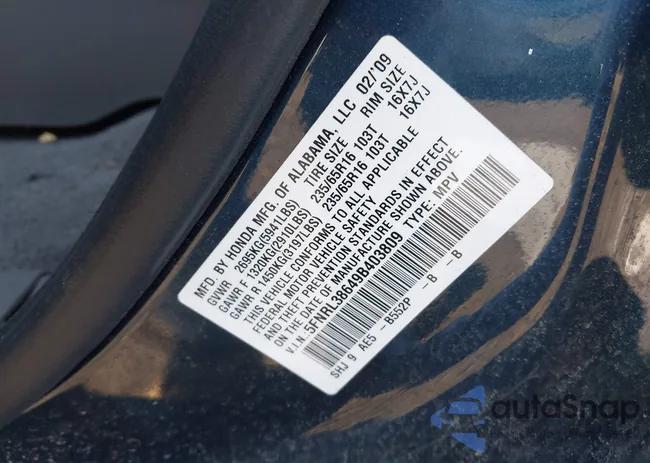 5FNRL38649B403809: 43416474