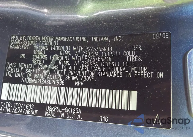 5TDBW5G13AS026996: 43416524