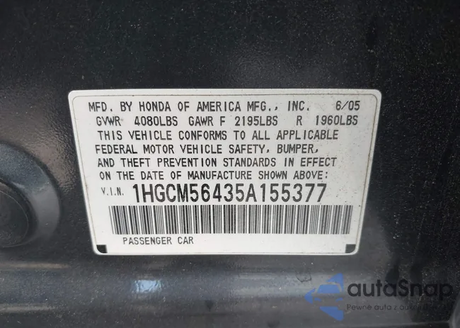 1HGCM56435A155377: 43417719