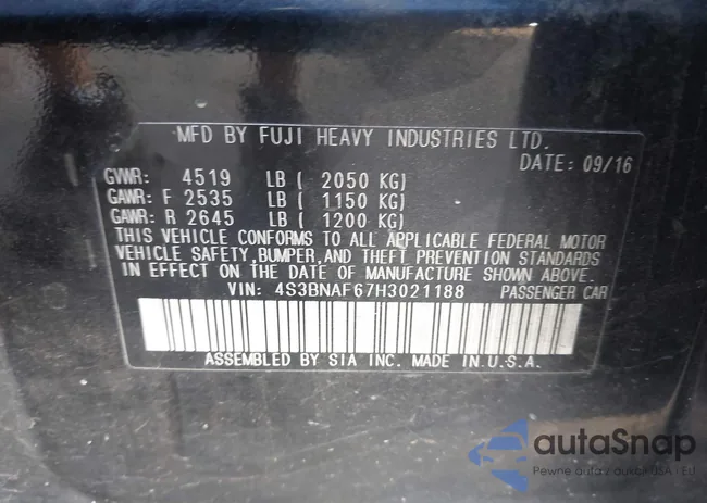 4S3BNAF67H3021188: 43417822