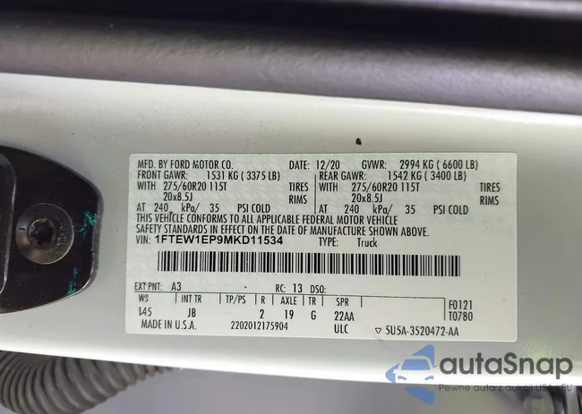 1FTEW1EP9MKD11534: 43417954