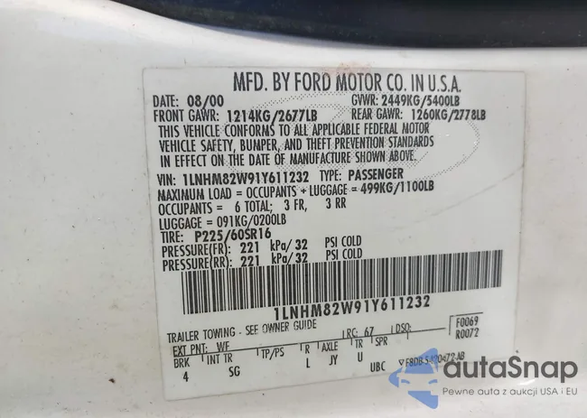 1LNHM82W91Y611232: 43417984