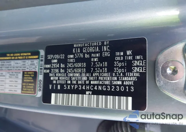 5XYP34HC4NG323013: 43417187