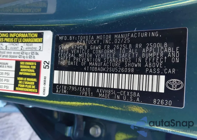 4T1DBADK2SU526098: 43417210