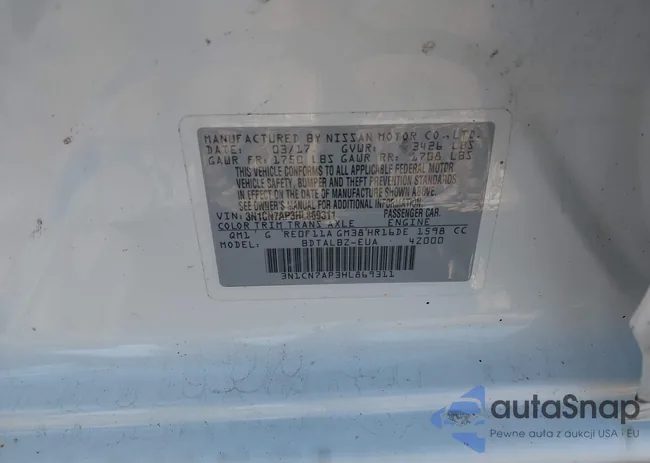 3N1CN7AP3HL869311: 43417277