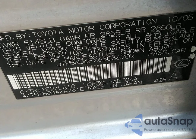 JTHBN36FX65036702: 43417330