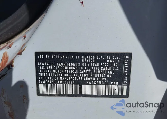 3VWC57BU3KM052694: 43417378