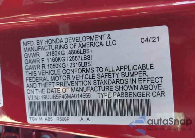 19UUB5F45MA014559: 43418628