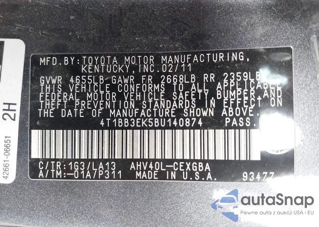 4T1BB3EK5BU140874: 43418655