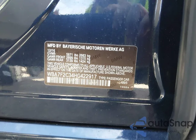 WBA7F2C34HG422917: 43418831