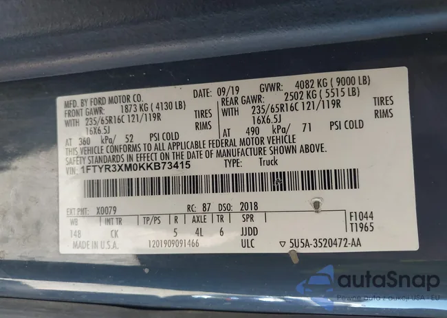 1FTYR3XM0KKB73415: 43418871