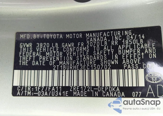 2T1BURHE3EC150702: 43418894