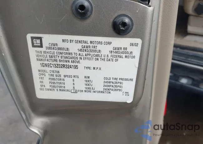 1GNEC13Z02R324195: 43418929