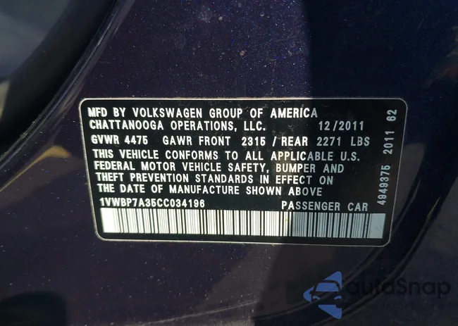 1VWBP7A35CC034196: 43418961