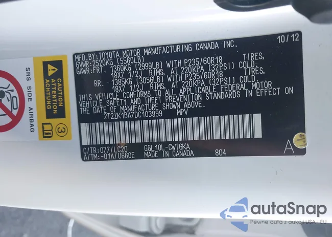 2T2ZK1BA7DC103999: 43419025