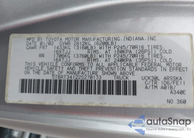 5TBRT34122S270133: 43419031