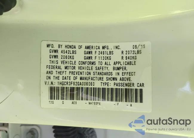 1HGCR3F92GA006060: 43419125