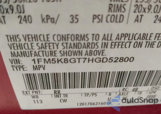 1FM5K8GT7HGD52800: 43419134