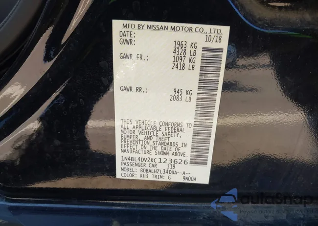 1N4BL4DV2KC123626: 43418330