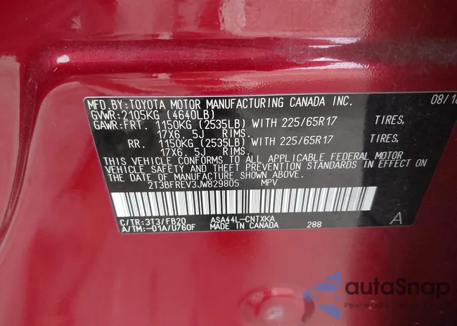 2T3BFREV3JW829805: 43418381