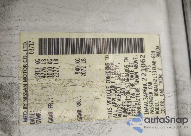 1N4AL3AP6HC221062: 43418426